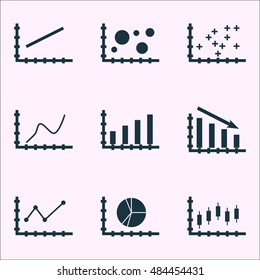 Set Of Graphs, Diagrams And Statistics Icons. Premium Quality Symbol Collection. Icons Can Be Used For Web, App And Ui Design. Vector Illustration, EPS10.