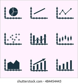 Set Of Graphs, Diagrams And Statistics Icons. Premium Quality Symbol Collection. Icons Can Be Used For Web, App And Ui Design. Vector Illustration, EPS10.