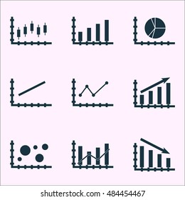 Set Of Graphs, Diagrams And Statistics Icons. Premium Quality Symbol Collection. Icons Can Be Used For Web, App And Ui Design. Vector Illustration, EPS10.