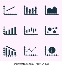 Set Of Graphs, Diagrams And Statistics Icons. Premium Quality Symbol Collection. Icons Can Be Used For Web, App And Ui Design. Vector Illustration, EPS10.