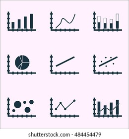 Set Of Graphs, Diagrams And Statistics Icons. Premium Quality Symbol Collection. Icons Can Be Used For Web, App And Ui Design. Vector Illustration, EPS10.