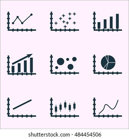 Set Of Graphs, Diagrams And Statistics Icons. Premium Quality Symbol Collection. Icons Can Be Used For Web, App And Ui Design. Vector Illustration, EPS10.