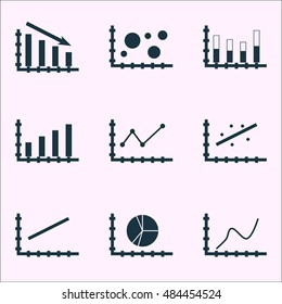 Set Of Graphs, Diagrams And Statistics Icons. Premium Quality Symbol Collection. Icons Can Be Used For Web, App And Ui Design. Vector Illustration, EPS10.