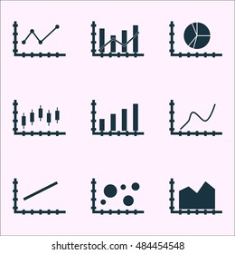 Set Of Graphs, Diagrams And Statistics Icons. Premium Quality Symbol Collection. Icons Can Be Used For Web, App And Ui Design. Vector Illustration, EPS10.