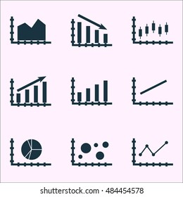 Set Of Graphs, Diagrams And Statistics Icons. Premium Quality Symbol Collection. Icons Can Be Used For Web, App And Ui Design. Vector Illustration, EPS10.