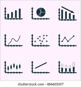 Set Of Graphs, Diagrams And Statistics Icons. Premium Quality Symbol Collection. Icons Can Be Used For Web, App And Ui Design. Vector Illustration, EPS10.