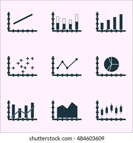 Set Of Graphs, Diagrams And Statistics Icons. Premium Quality Symbol Collection. Icons Can Be Used For Web, App And Ui Design. Vector Illustration, EPS10.