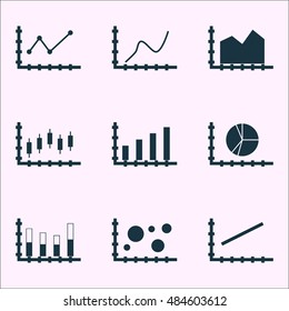 Set Of Graphs, Diagrams And Statistics Icons. Premium Quality Symbol Collection. Icons Can Be Used For Web, App And Ui Design. Vector Illustration, EPS10.