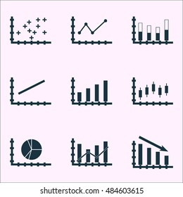Set Of Graphs, Diagrams And Statistics Icons. Premium Quality Symbol Collection. Icons Can Be Used For Web, App And Ui Design. Vector Illustration, EPS10.