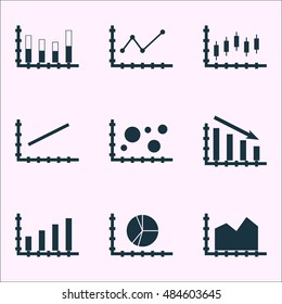 Set Of Graphs, Diagrams And Statistics Icons. Premium Quality Symbol Collection. Icons Can Be Used For Web, App And Ui Design. Vector Illustration, EPS10.