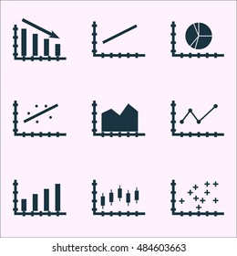 Set Of Graphs, Diagrams And Statistics Icons. Premium Quality Symbol Collection. Icons Can Be Used For Web, App And Ui Design. Vector Illustration, EPS10.