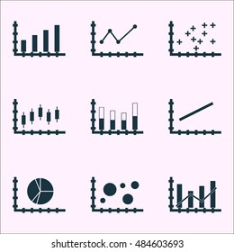 Set Of Graphs, Diagrams And Statistics Icons. Premium Quality Symbol Collection. Icons Can Be Used For Web, App And Ui Design. Vector Illustration, EPS10.