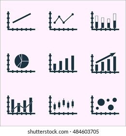 Set Of Graphs, Diagrams And Statistics Icons. Premium Quality Symbol Collection. Icons Can Be Used For Web, App And Ui Design. Vector Illustration, EPS10.