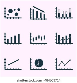 Set Of Graphs, Diagrams And Statistics Icons. Premium Quality Symbol Collection. Icons Can Be Used For Web, App And Ui Design. Vector Illustration, EPS10.