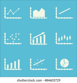 Set Of Graphs, Diagrams And Statistics Icons. Premium Quality Symbol Collection. Icons Can Be Used For Web, App And Ui Design. Vector Illustration, EPS10.