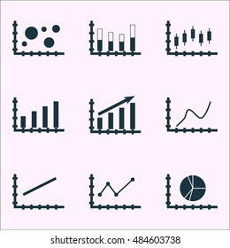 Set Of Graphs, Diagrams And Statistics Icons. Premium Quality Symbol Collection. Icons Can Be Used For Web, App And Ui Design. Vector Illustration, EPS10.