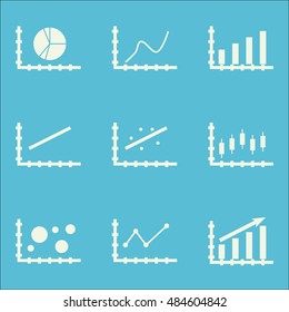 Set Of Graphs, Diagrams And Statistics Icons. Premium Quality Symbol Collection. Icons Can Be Used For Web, App And Ui Design. Vector Illustration, EPS10.