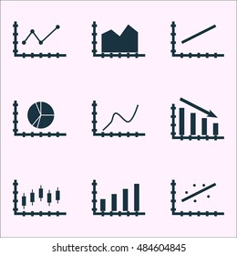 Set Of Graphs, Diagrams And Statistics Icons. Premium Quality Symbol Collection. Icons Can Be Used For Web, App And Ui Design. Vector Illustration, EPS10.