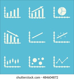Set Of Graphs, Diagrams And Statistics Icons. Premium Quality Symbol Collection. Icons Can Be Used For Web, App And Ui Design. Vector Illustration, EPS10.