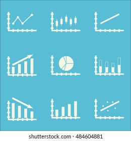 Set Of Graphs, Diagrams And Statistics Icons. Premium Quality Symbol Collection. Icons Can Be Used For Web, App And Ui Design. Vector Illustration, EPS10.