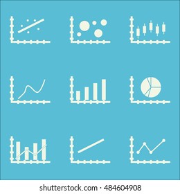 Set Of Graphs, Diagrams And Statistics Icons. Premium Quality Symbol Collection. Icons Can Be Used For Web, App And Ui Design. Vector Illustration, EPS10.