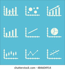 Set Of Graphs, Diagrams And Statistics Icons. Premium Quality Symbol Collection. Icons Can Be Used For Web, App And Ui Design. Vector Illustration, EPS10.