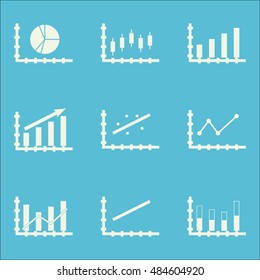 Set Of Graphs, Diagrams And Statistics Icons. Premium Quality Symbol Collection. Icons Can Be Used For Web, App And Ui Design. Vector Illustration, EPS10.