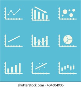 Set Of Graphs, Diagrams And Statistics Icons. Premium Quality Symbol Collection. Icons Can Be Used For Web, App And Ui Design. Vector Illustration, EPS10.