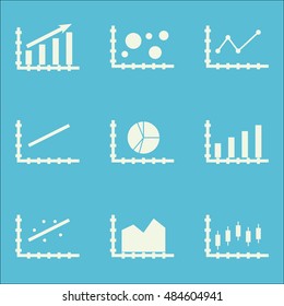 Set Of Graphs, Diagrams And Statistics Icons. Premium Quality Symbol Collection. Icons Can Be Used For Web, App And Ui Design. Vector Illustration, EPS10.