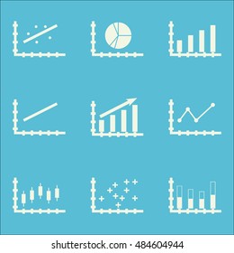 Set Of Graphs, Diagrams And Statistics Icons. Premium Quality Symbol Collection. Icons Can Be Used For Web, App And Ui Design. Vector Illustration, EPS10.