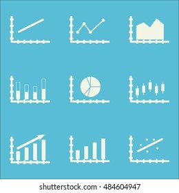 Set Of Graphs, Diagrams And Statistics Icons. Premium Quality Symbol Collection. Icons Can Be Used For Web, App And Ui Design. Vector Illustration, EPS10.
