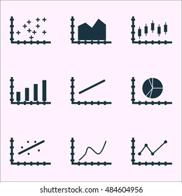 Set Of Graphs, Diagrams And Statistics Icons. Premium Quality Symbol Collection. Icons Can Be Used For Web, App And Ui Design. Vector Illustration, EPS10.