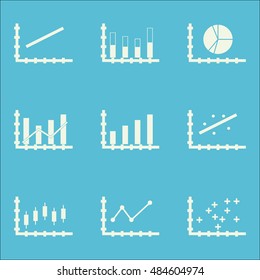 Set Of Graphs, Diagrams And Statistics Icons. Premium Quality Symbol Collection. Icons Can Be Used For Web, App And Ui Design. Vector Illustration, EPS10.