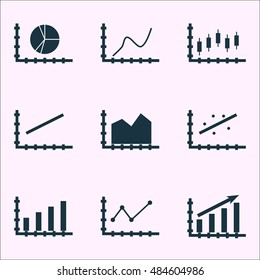 Set Of Graphs, Diagrams And Statistics Icons. Premium Quality Symbol Collection. Icons Can Be Used For Web, App And Ui Design. Vector Illustration, EPS10.