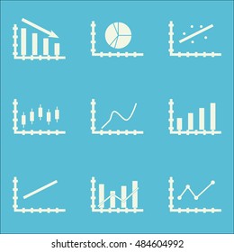 Set Of Graphs, Diagrams And Statistics Icons. Premium Quality Symbol Collection. Icons Can Be Used For Web, App And Ui Design. Vector Illustration, EPS10.