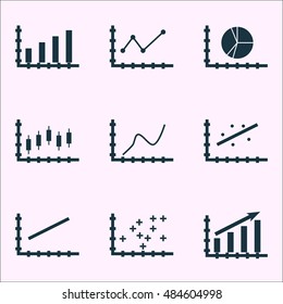 Set Of Graphs, Diagrams And Statistics Icons. Premium Quality Symbol Collection. Icons Can Be Used For Web, App And Ui Design. Vector Illustration, EPS10.