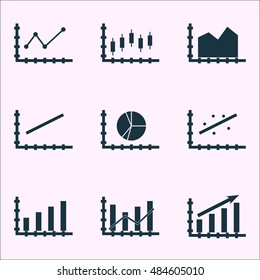 Set Of Graphs, Diagrams And Statistics Icons. Premium Quality Symbol Collection. Icons Can Be Used For Web, App And Ui Design. Vector Illustration, EPS10.
