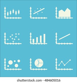 Set Of Graphs, Diagrams And Statistics Icons. Premium Quality Symbol Collection. Icons Can Be Used For Web, App And Ui Design. Vector Illustration, EPS10.