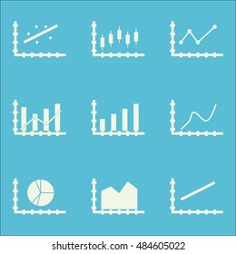 Set Of Graphs, Diagrams And Statistics Icons. Premium Quality Symbol Collection. Icons Can Be Used For Web, App And Ui Design. Vector Illustration, EPS10.