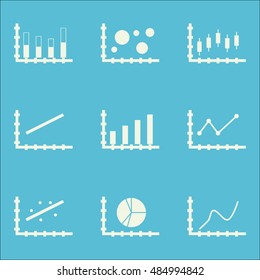 Set Of Graphs, Diagrams And Statistics Icons. Premium Quality Symbol Collection. Icons Can Be Used For Web, App And Ui Design. Vector Illustration, EPS10.