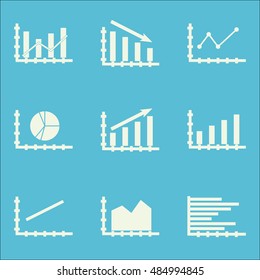Set Of Graphs, Diagrams And Statistics Icons. Premium Quality Symbol Collection. Icons Can Be Used For Web, App And Ui Design. Vector Illustration, EPS10.