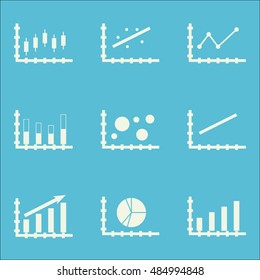 Set Of Graphs, Diagrams And Statistics Icons. Premium Quality Symbol Collection. Icons Can Be Used For Web, App And Ui Design. Vector Illustration, EPS10.