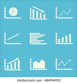 Set Of Graphs, Diagrams And Statistics Icons. Premium Quality Symbol Collection. Icons Can Be Used For Web, App And Ui Design. Vector Illustration, EPS10.