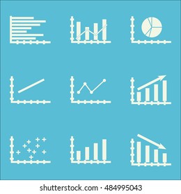 Set Of Graphs, Diagrams And Statistics Icons. Premium Quality Symbol Collection. Icons Can Be Used For Web, App And Ui Design. Vector Illustration, EPS10.