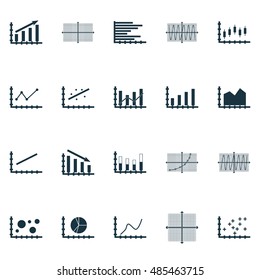 Set Of Graphs, Diagrams And Statistics Icons. Premium Quality Symbol Collection. Icons Can Be Used For Web, App And UI Design. Vector Illustration, EPS10.