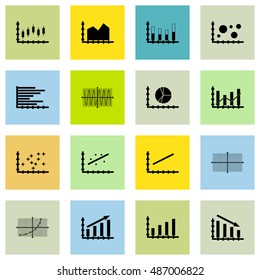 Set Of Graphs, Diagrams And Statistics Icons. Premium Quality Symbol Collection.Can Be Used For Web, App And UI Design. Vector Illustration, EPS10.