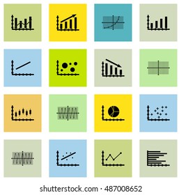 Set Of Graphs, Diagrams And Statistics Icons. Premium Quality Symbol Collection. Can Be Used For Web, App And UI Design. Vector Illustration, EPS10.