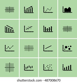 Set Of Graphs, Diagrams And Statistics Icons. Premium Quality Symbol Collection. Can Be Used For Web, App And UI Design. Vector Illustration, EPS10.