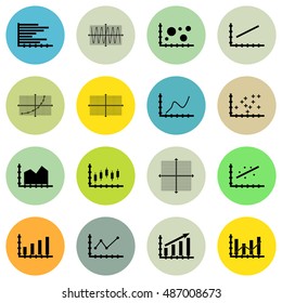 Set Of Graphs, Diagrams And Statistics Icons. Premium Quality Symbol Collection. Can Be Used For Web, App And UI Design. Vector Illustration, EPS10.