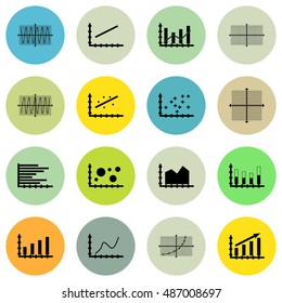 Set Of Graphs, Diagrams And Statistics Icons. Premium Quality Symbol Collection. Can Be Used For Web, App And UI Design. Vector Illustration, EPS10.